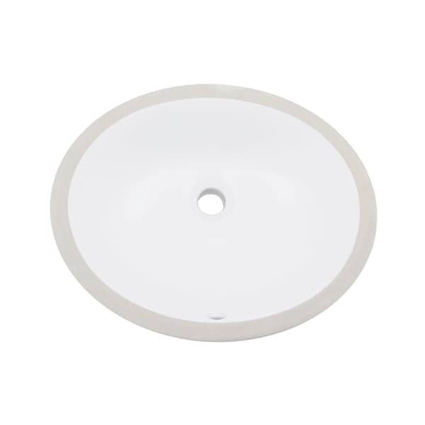 16.5 W CUPC Oval Undermount Sink Set In White, White Hardware, Overflow Drain Incl.